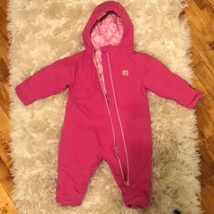 Carhartt hott pink snowsuit; size 12 month